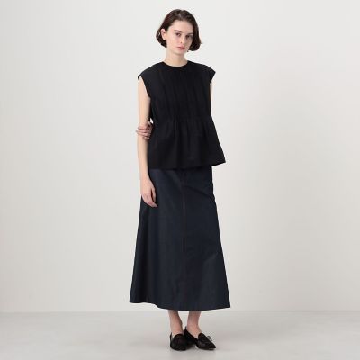 未使用級 トゥモローランド 24SS コットンシルクデニムライクショートパンツ コットンシルクデニム トラペーズスカート | maison TOMORROWLAND