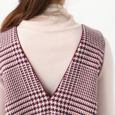 ウールラズベリーグレンチェック Vネックワンピース | maison