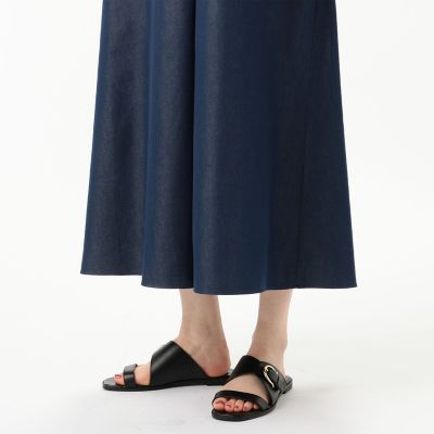 コットンシルクデニム　ノースリーブワンピース