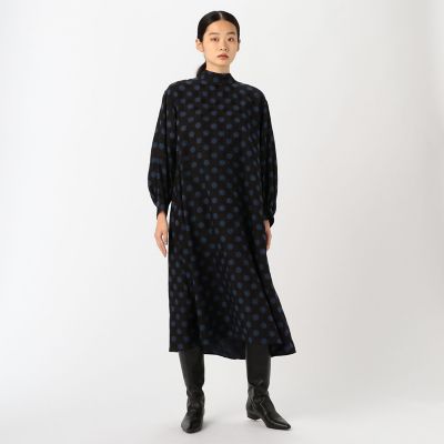 【美品】トゥモローランドコレクション ドゥーブルドットバックボウタイ ワンピース ドゥーブルドットプリント バックボウタイワンピース | maison