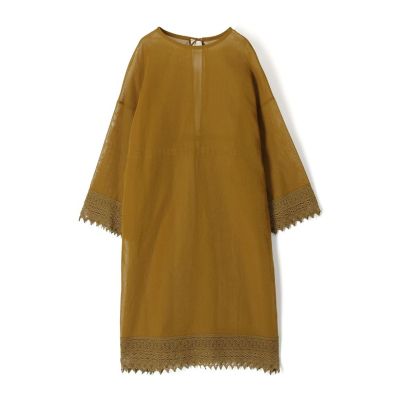 ルコットンオーガンジー　クルーネックワンピース