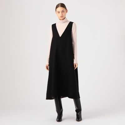 ウールシルクブロックトゥース ジャンパースカート | maison