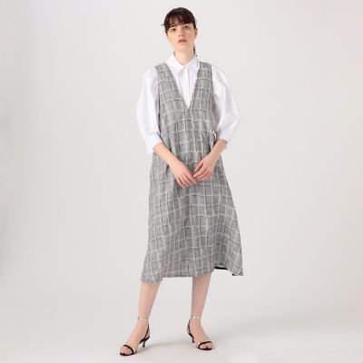 ファンシーペーングレンチェック フロンタブルジャンパースカート