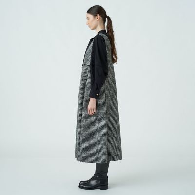 ハウンドトゥースニット　フロンタブルドレス