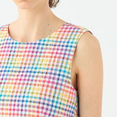569 美品 ユニ ワンピース バックリボン ギンガムチェック シルク混 ミ*イ様 569 美品 ユニ ワンピース バックリボン ギンガム