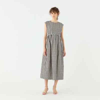 【予約商品６月下旬以降順次お届け】ピコロールギンガムチェック　コクーンワンピース