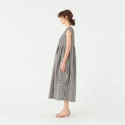 【予約商品６月下旬以降順次お届け】ピコロールギンガムチェック　コクーンワンピース