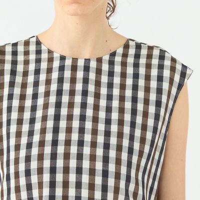 【予約商品６月下旬以降順次お届け】ピコロールギンガムチェック　コクーンワンピース