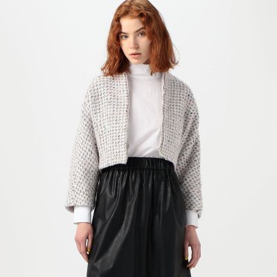 ワッフルファンシーツイード ジップアップブルゾン | maison