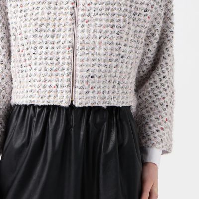 ワッフルファンシーツイード ジップアップブルゾン | maison