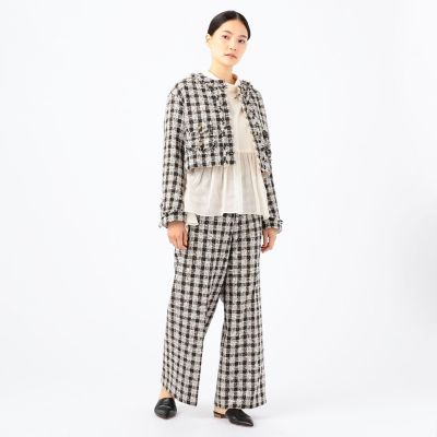 カラーネップシェパードチェック ノーカラージャケット | maison