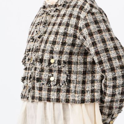 カラーネップシェパードチェック ノーカラージャケット | maison