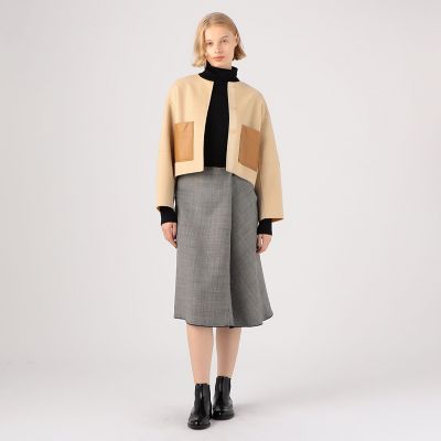 【新品】トゥモローランド　ウールカシミヤライトリバー ノーカラージャケット ウールカシミヤライトリバー ノーカラージャケット | maison