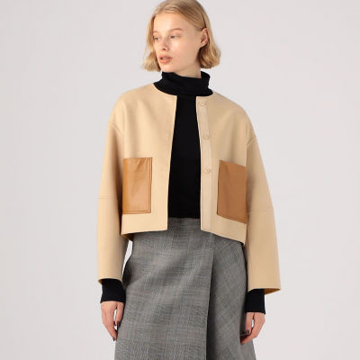 【新品】トゥモローランド　ウールカシミヤライトリバー ノーカラージャケット ウールカシミヤライトリバー ノーカラージャケット | maison
