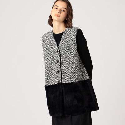 ⭐︎未使用品⭐︎【トゥモローランド】モノトーンロービング ファーペプラムジレ モノトーンロービング ファーペプラムジレ | maison