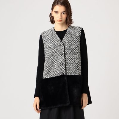 トゥモローランド　モノトーンロービング ファーペプラムジレ モノトーンロービング ファーペプラムジレ | maison TOMORROWLAND