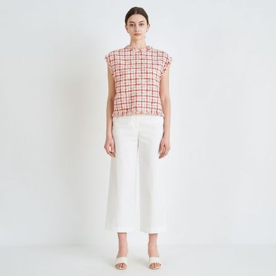 希少5.5万♡リントンツイード♡2023トゥモローランド♡ファンシー2wayジレ ブルーフォンセファンシーツイード フロンタブルジレ