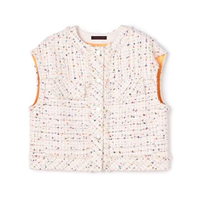 maison TOMORROWLAND/メゾン トゥモローランド キャンディノットファンシーツイード クルーネックジレ