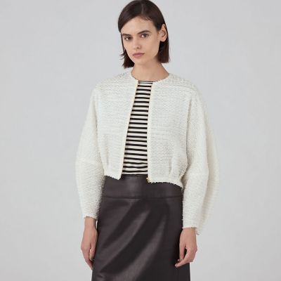 メゾンドドルチェ　オーガンジーブルゾン　ホワイト ファンシーオーガンジー バルーンブルゾン | maison