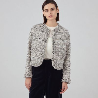 グレブリアンファンシーツイード カラーレスジャケット | maison