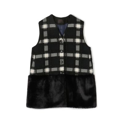 ＜maison TOMORROWLAND＞オーロラペーンチェック　ファーコンビジレ