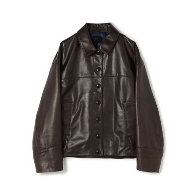 トゥモローランド/ウール×レザーコンビのーカラーブルゾン トゥモローランド/ウール×レザーコンビのーカラーブルゾン