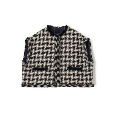 ＜maison TOMORROWLAND＞グリハウンドトゥース　スクエアジレ