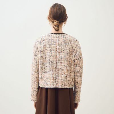 ホロウファンシーツイード ノーカラートリミングジャケット | maison
