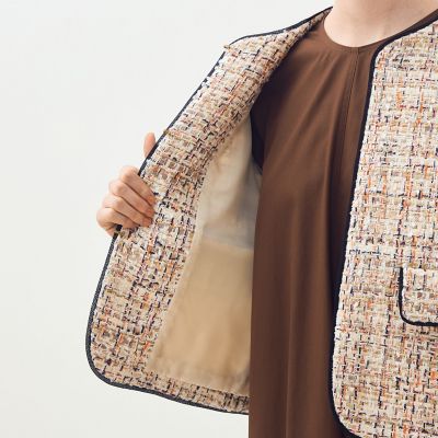 ホロウファンシーツイード ノーカラートリミングジャケット | maison