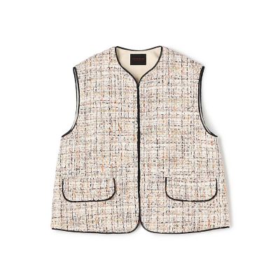 ＜maison TOMORROWLAND＞ホロウファンシーツイード　トリミングジレ