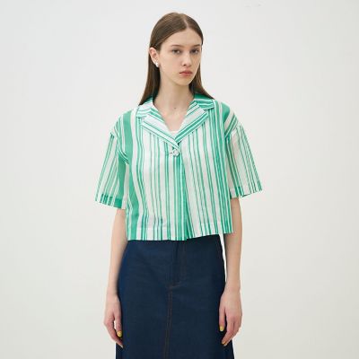 シルクコットンランダムストライプ ライトジャケット | maison