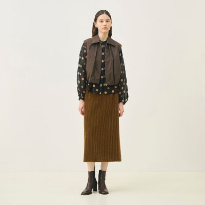 ポリエステルシルクタフタ ステンカラーコクーンジレ | maison