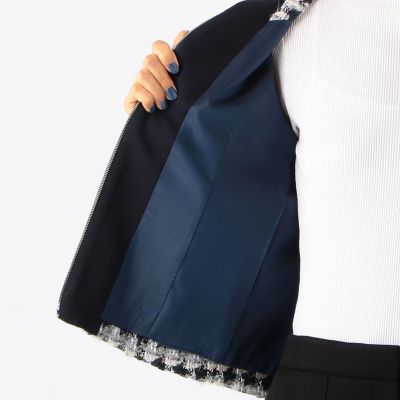 ファンシーツイード　ノーカラーブルゾン
