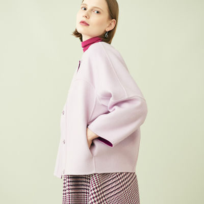 ウールカシミヤピコロール ノーカラーショートコート | maison