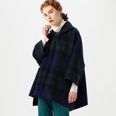 ウールカシミヤリバータータンチェック フーデッドコート | maison