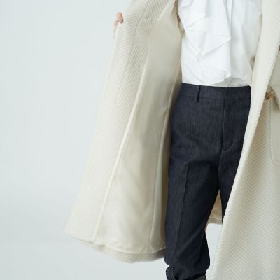 ウールモヘヤヘリンボーン　ダッフルコート