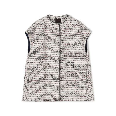 ＜maison TOMORROWLAND＞トリコロールファンシーボーダー　コードパイピングジレ