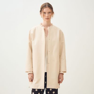 コットンシルクグログラン ノーカラーコート | maison TOMORROWLAND
