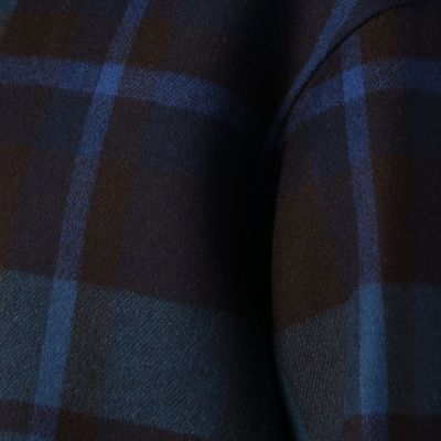 ウールカシミヤリバータータンチェック ノーカラーコート | maison