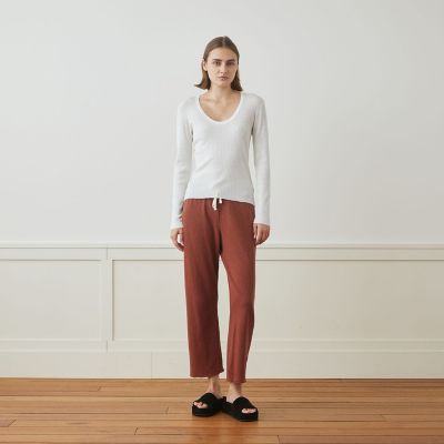 ストレッチリネンリブ　Ｕネックプルオーバー　ＷＹＬＰ３９５２