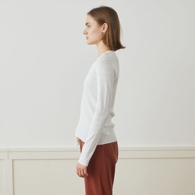 ストレッチリネンリブ　Ｕネックプルオーバー　ＷＹＬＰ３９５２