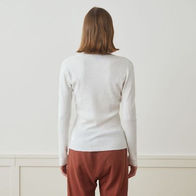 ストレッチリネンリブ　Ｕネックプルオーバー　ＷＹＬＰ３９５２