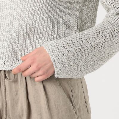 コットンリネンオープンワーク クルーネックプルオーバー