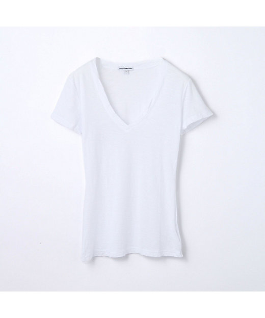  スラブジャージー VネックTシャツ WUA3695 11ホワイト トップス
