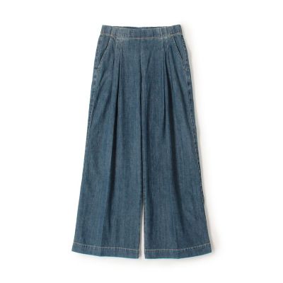 コットンデニム　タックワイドパンツ　ＷＣＩＤ１０９０