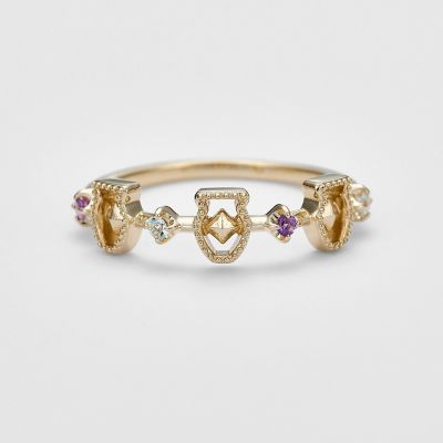 ＜agete＞＜水瓶座＞Ｋ５アメシスト／アクアマリンリング