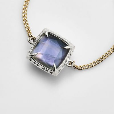 ＜agete＞Ｋ１０アイオライト／シェル／プレナイトチェーンリング