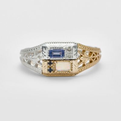 ＜agete＞＜双子座＞シルバー／Ｋ１０マルチストーンリング