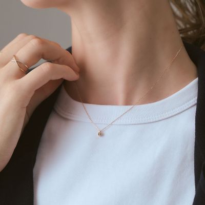 美品 アガット 一粒ダイヤネックレス K10PG×ピンクゴールド WEB限定》K10ダイヤモンドネックレス（ピンクゴールド