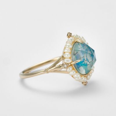 K10モザイクオパール／マルチストーン／淡水パールリング | agete